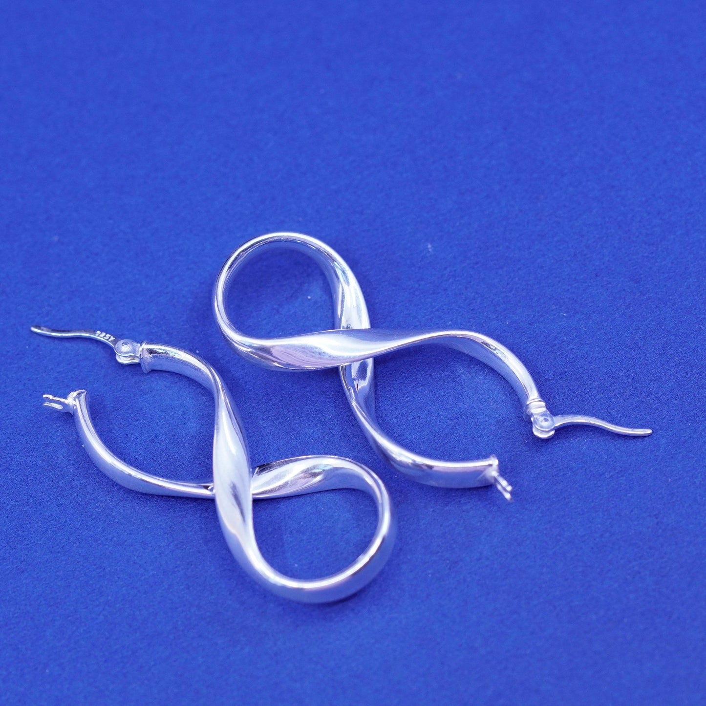 1.25”, vintage Sterling silver handmade earrings, 925 infinity hoops