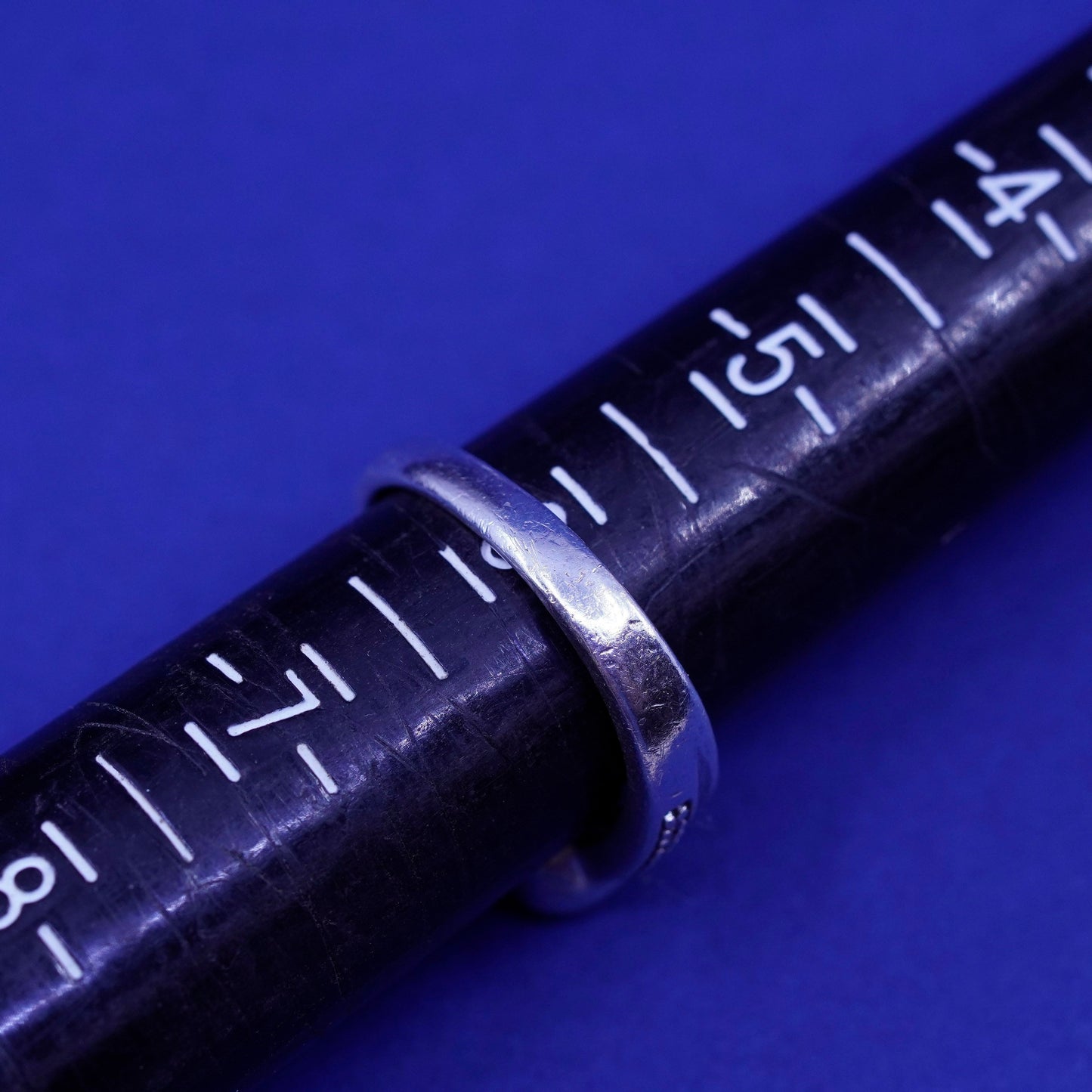 Size 6, vintage Sterling 925 silver handmade heart ring with genuine diamond
