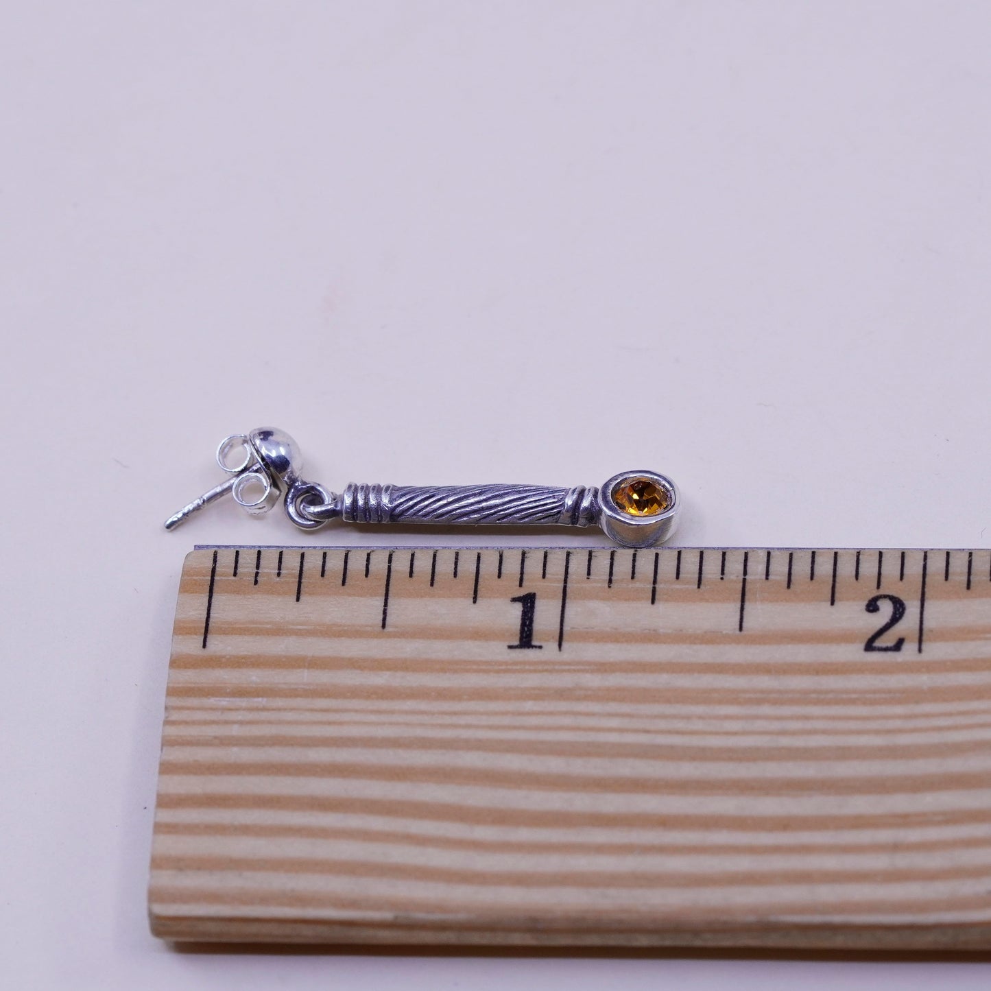 Vintage Sterling 925 silver handmade earrings with citrine