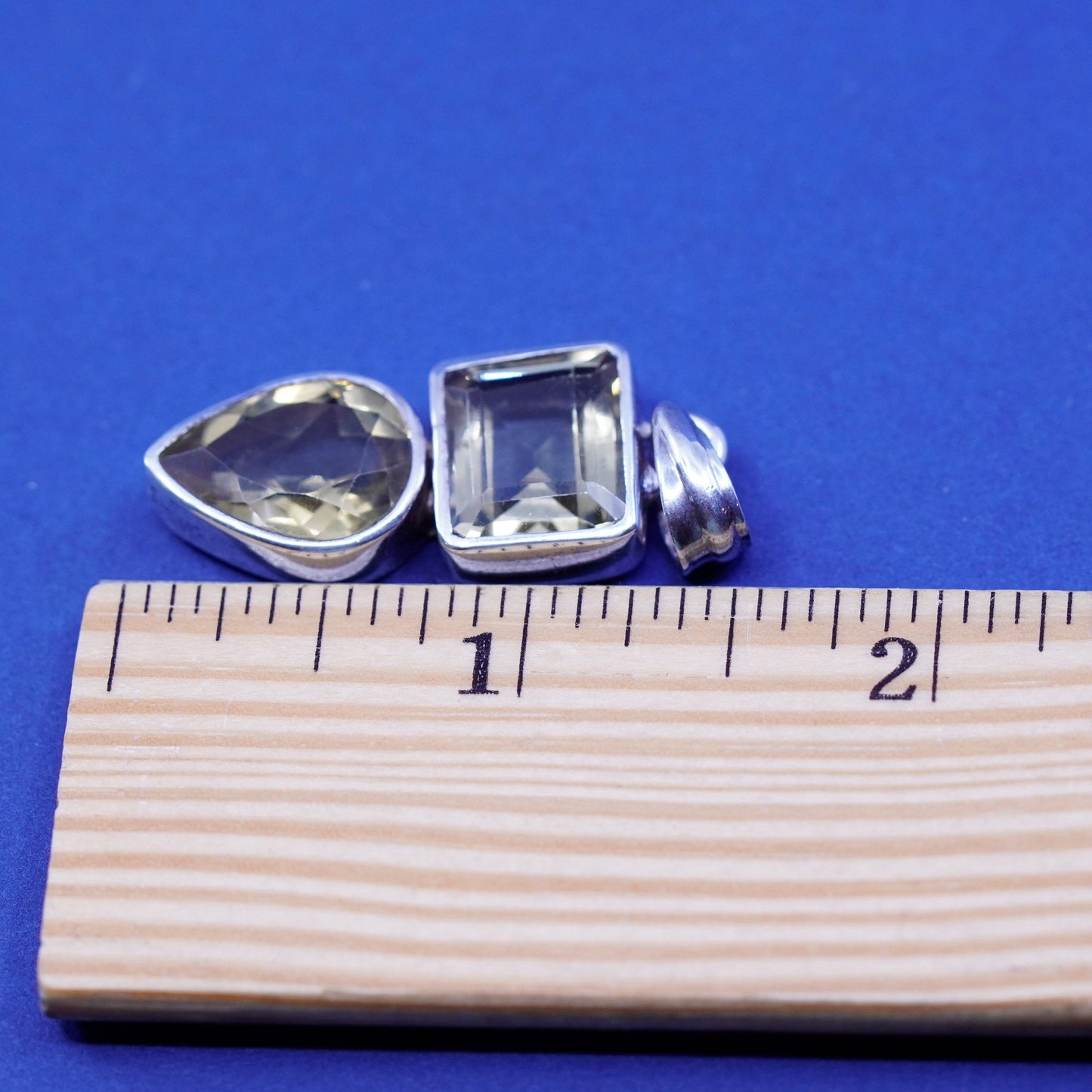 Vintage Sterling 925 silver handmade pendant with crystal and teardrop citrine