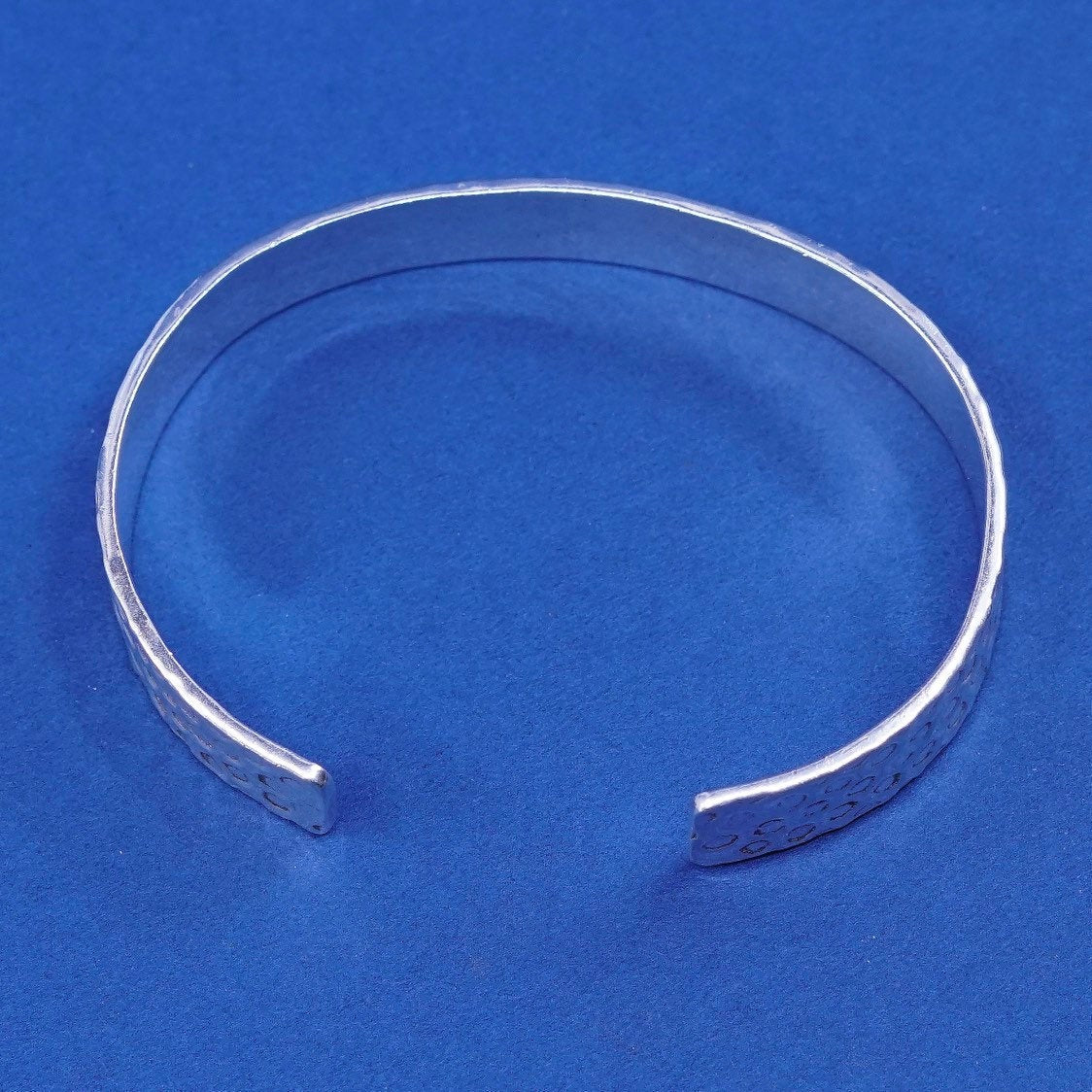 6.75", vtg Mexico hecho sterling silver handmade bracelet, 925 hammered cuff