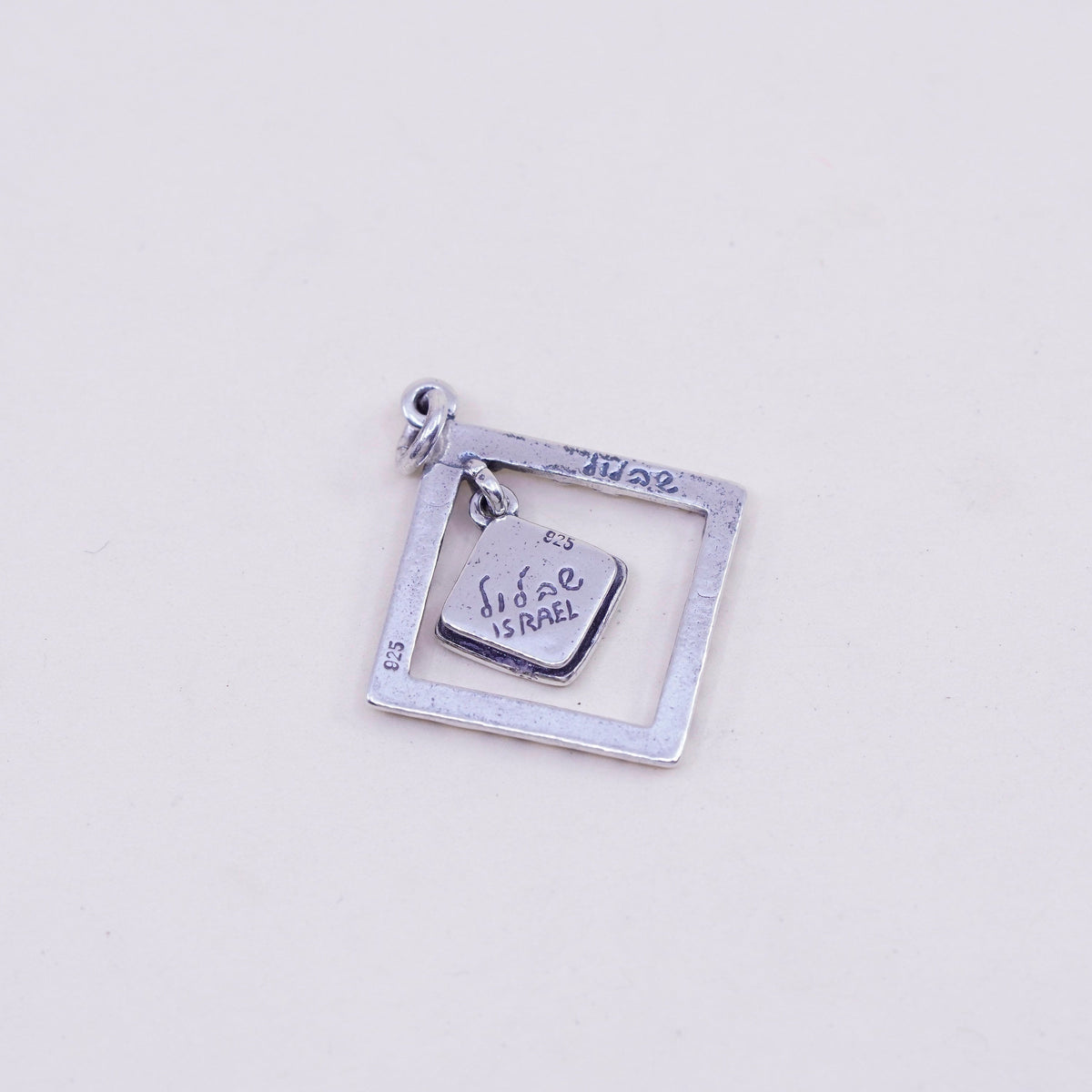 Israel Shablool Didae sterling 925 silver handmade square pendant with opal