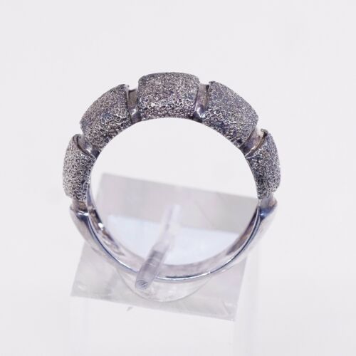 Size 8, Italy Milor Sterling Silver Handmade Ribbed Ring, 925 Silver Matt Band