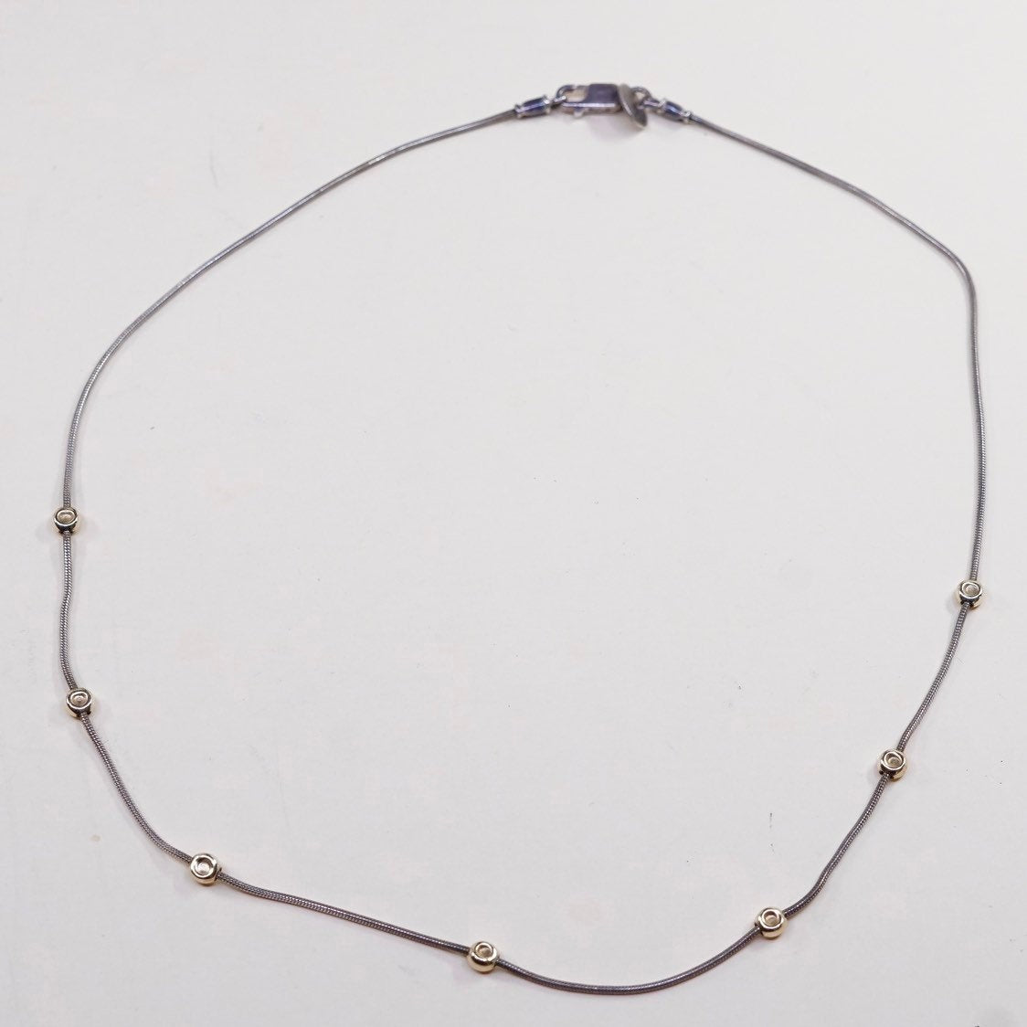 16”, Silpada Saturn Necklace N0673 Sterling Silver 14k Yellow Gold Necklace