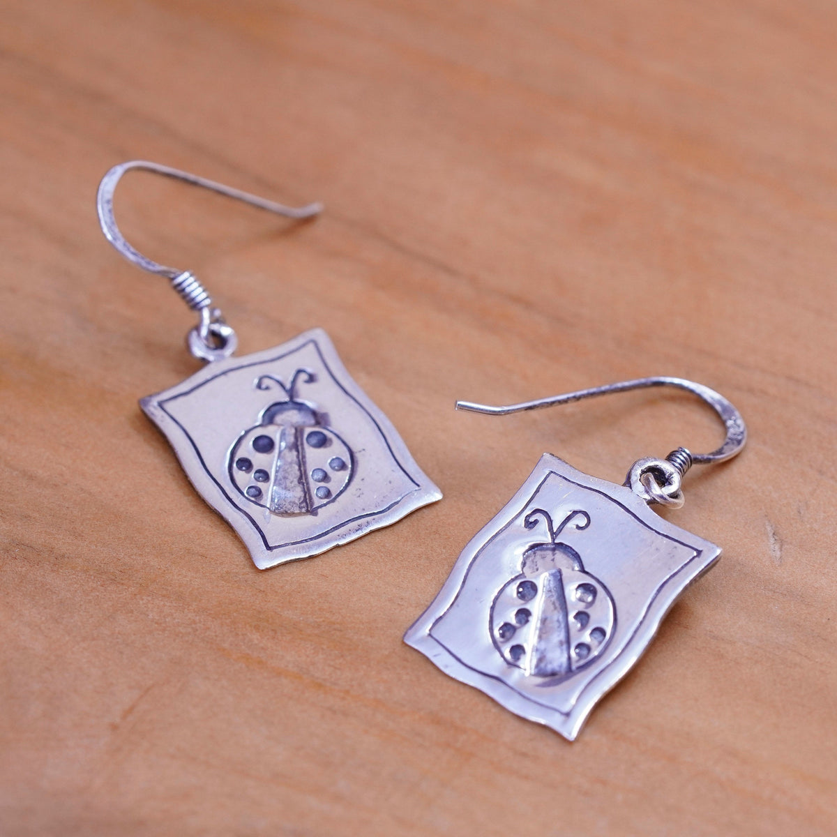 Vintage mexico Sterling silver handmade earrings, 925 tag with lady big relief