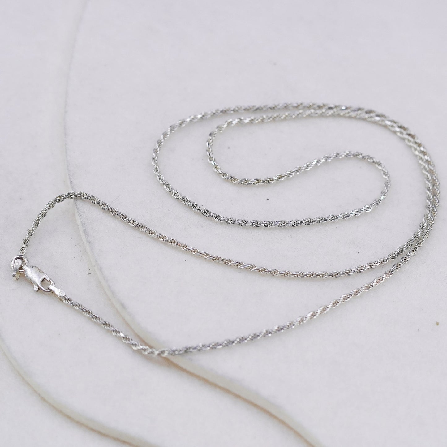 24” 2mm, vintage Sterling 925 silver rope chain necklace