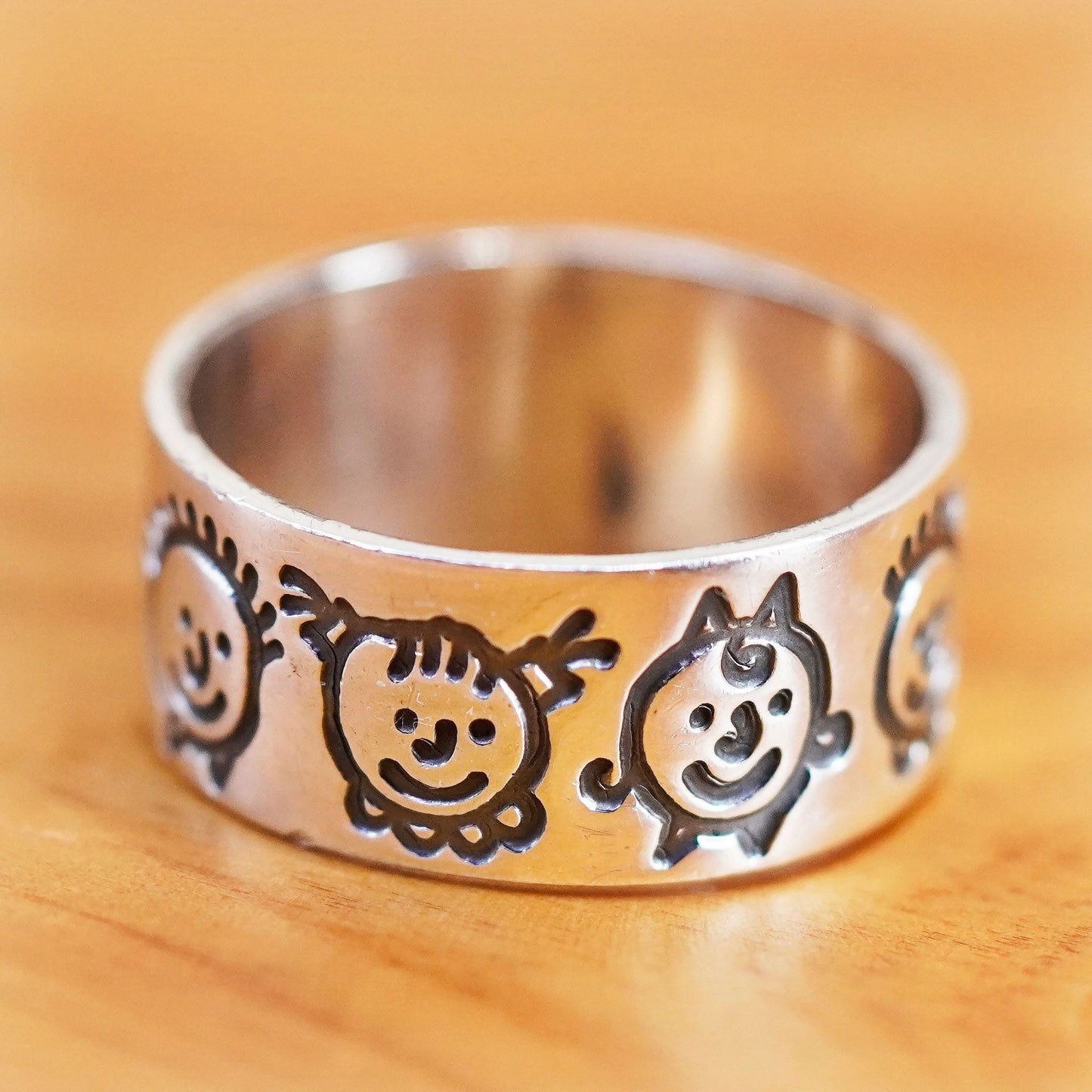 size 8, vintage EFS Sterling silver handmade ring, 925 children friendship band