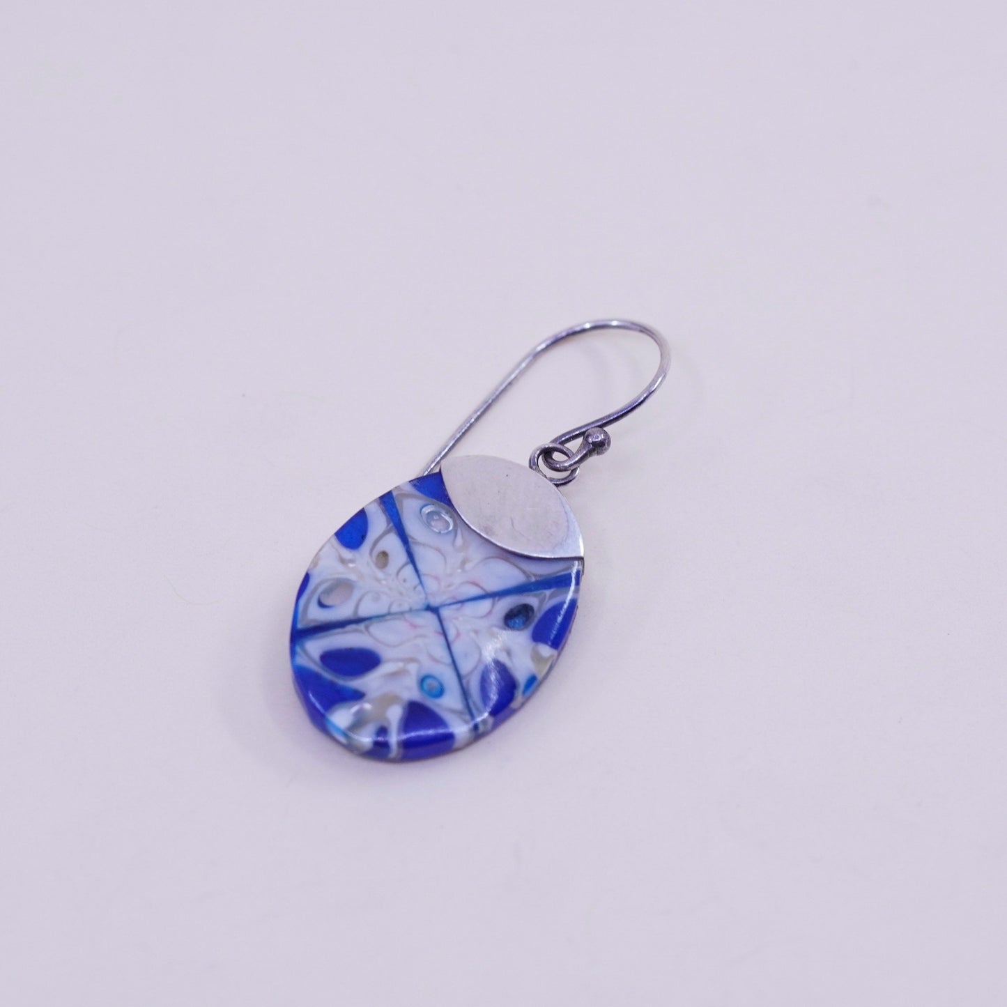 Vintage Mexico sterling 925 silver handmade earrings with blue resin