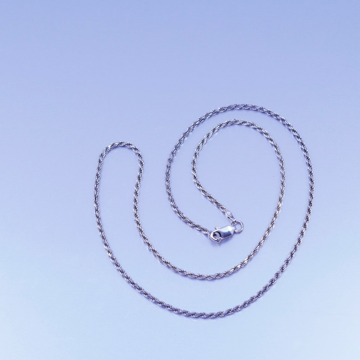 20” 2mm, vintage Sterling 925 silver bold rope chain necklace