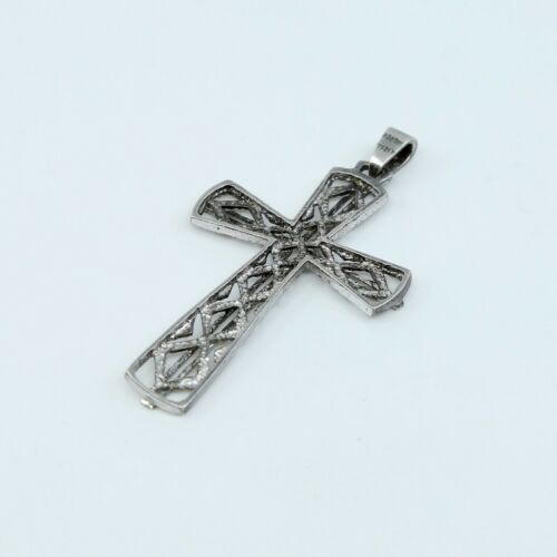Vintage Sterling Silver Handmade Pendant, 925 silver Filigree cross