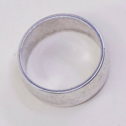Sz 10, Vtg NM Sterling Silver Handmade Wedding Ring, 925 Silver Wide Band
