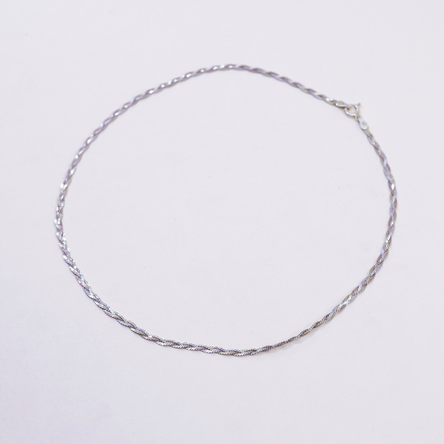 16”, vermeil gold over sterling silver necklace, 925 woven braided s link chain