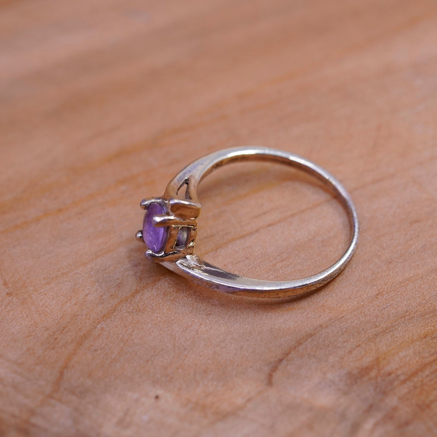 Size 7, vermeil gold over Sterling silver handmade ring, 925 band amethyst