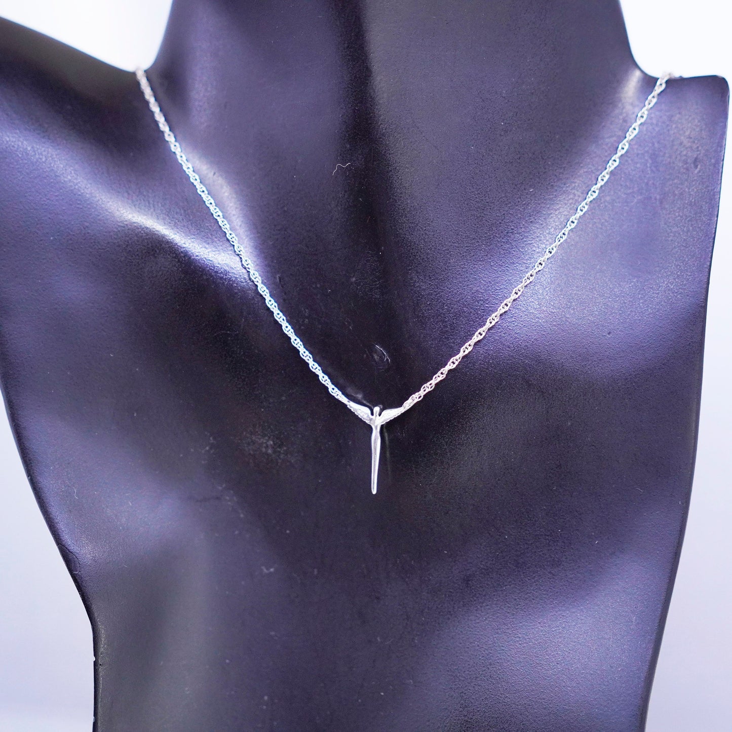 17”, Lavaggi Sterling Silver 925 Angels Of Reconciliation Necklace Cross LJD2