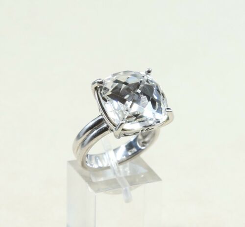 Sz 8.5, Sterling Silver Ring, 925 Silver cocktail statement Ring W/ Crystal
