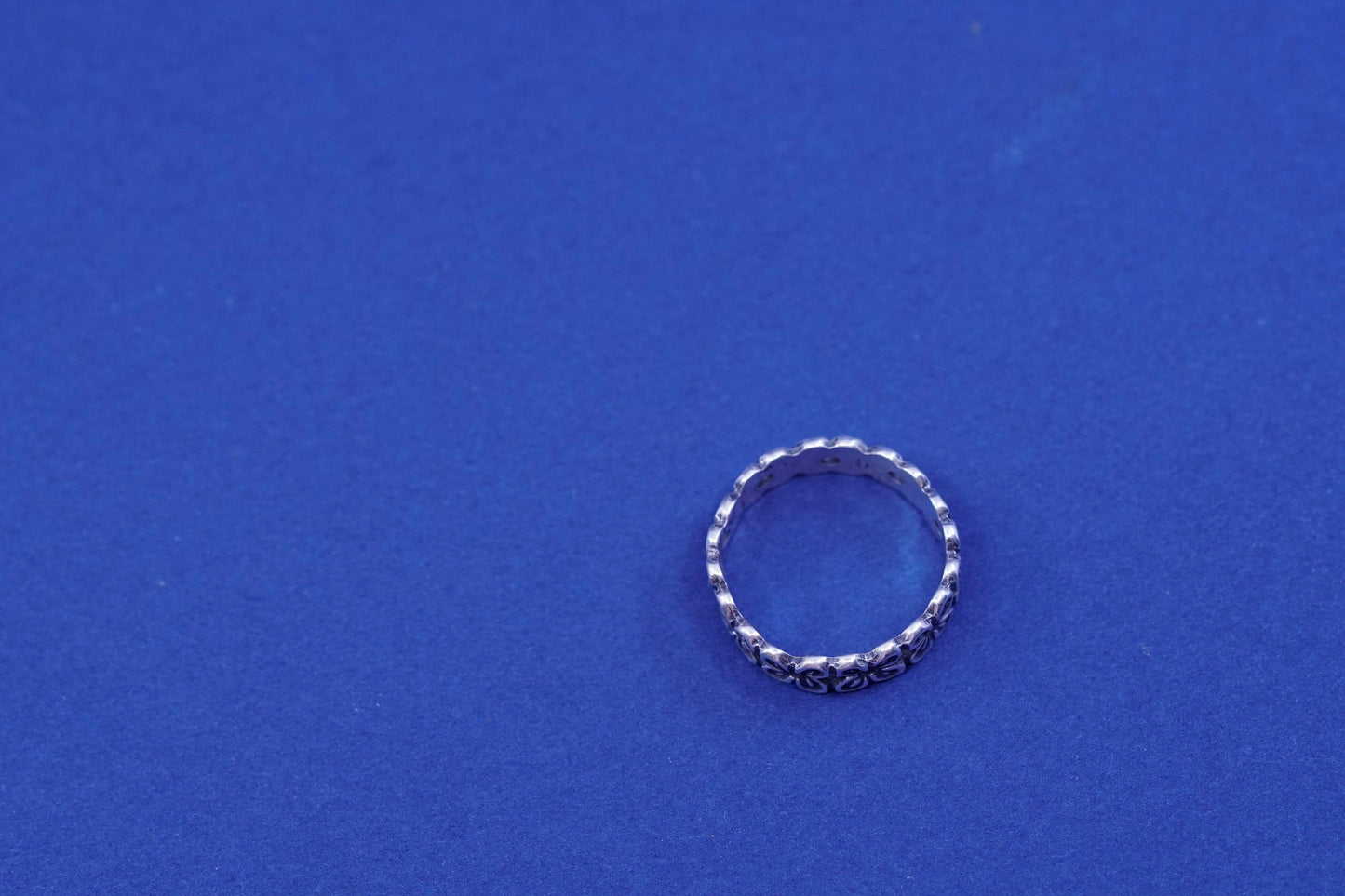 Size 4.25, vintage Sterling silver handmade ring, 925 flower band