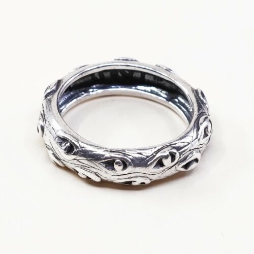Size 7, Vtg Mexico TMD Sterling Silver Handmade Ring 925 Band W/ Beads