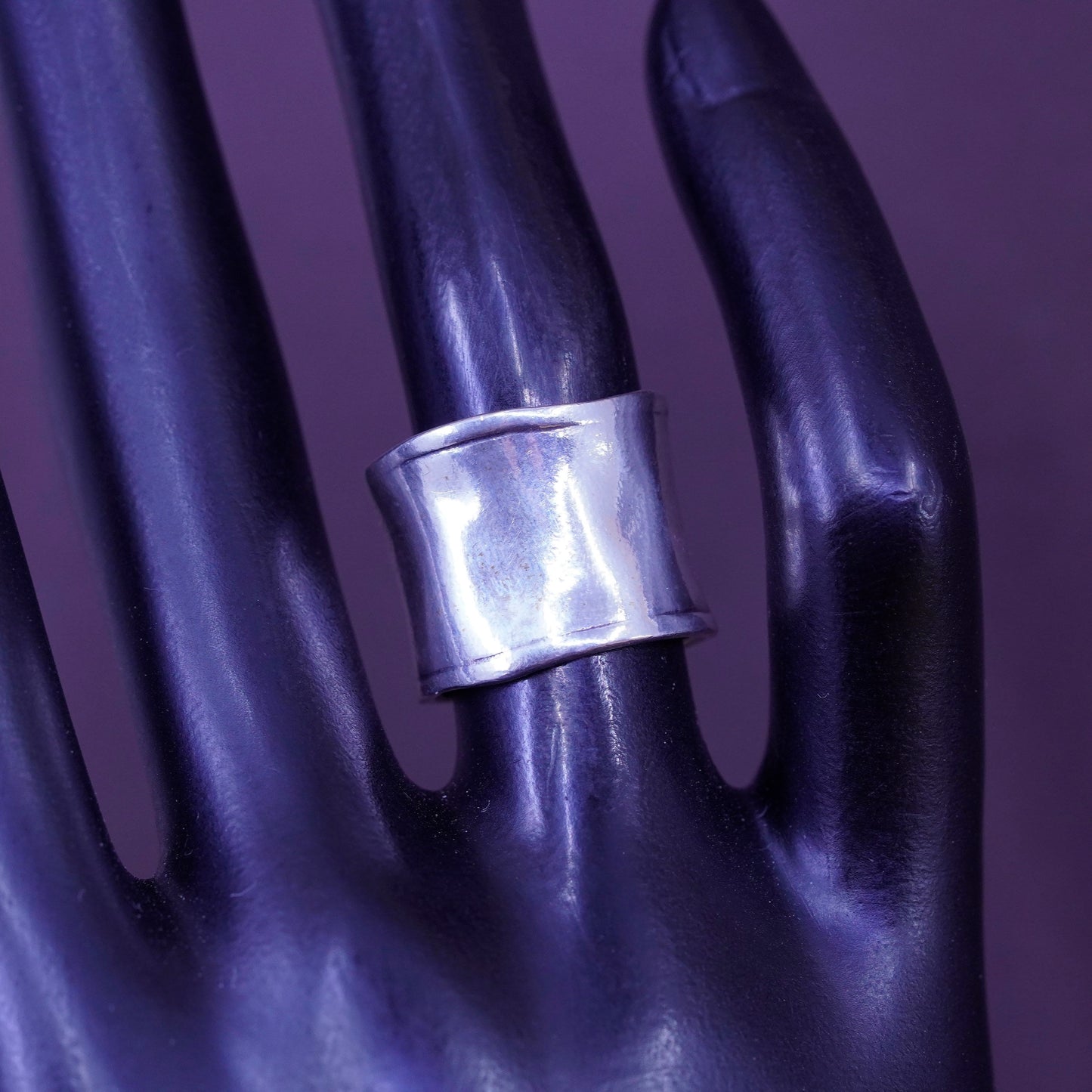 Size 4.5, Israel shablool didae Sterling 925 silver handmade ring, wide band