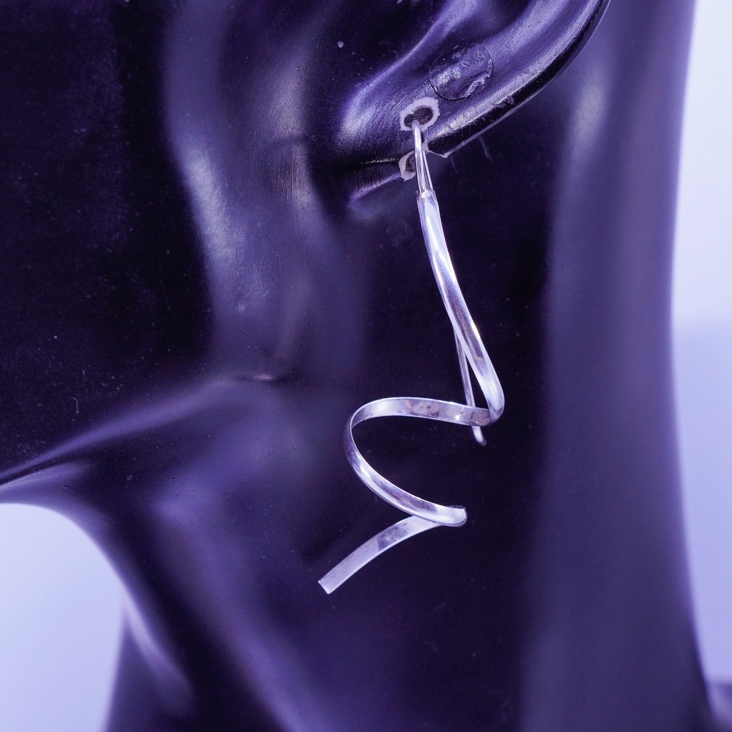 Vintage Sterling 925 silver handmade twisted earrings drops