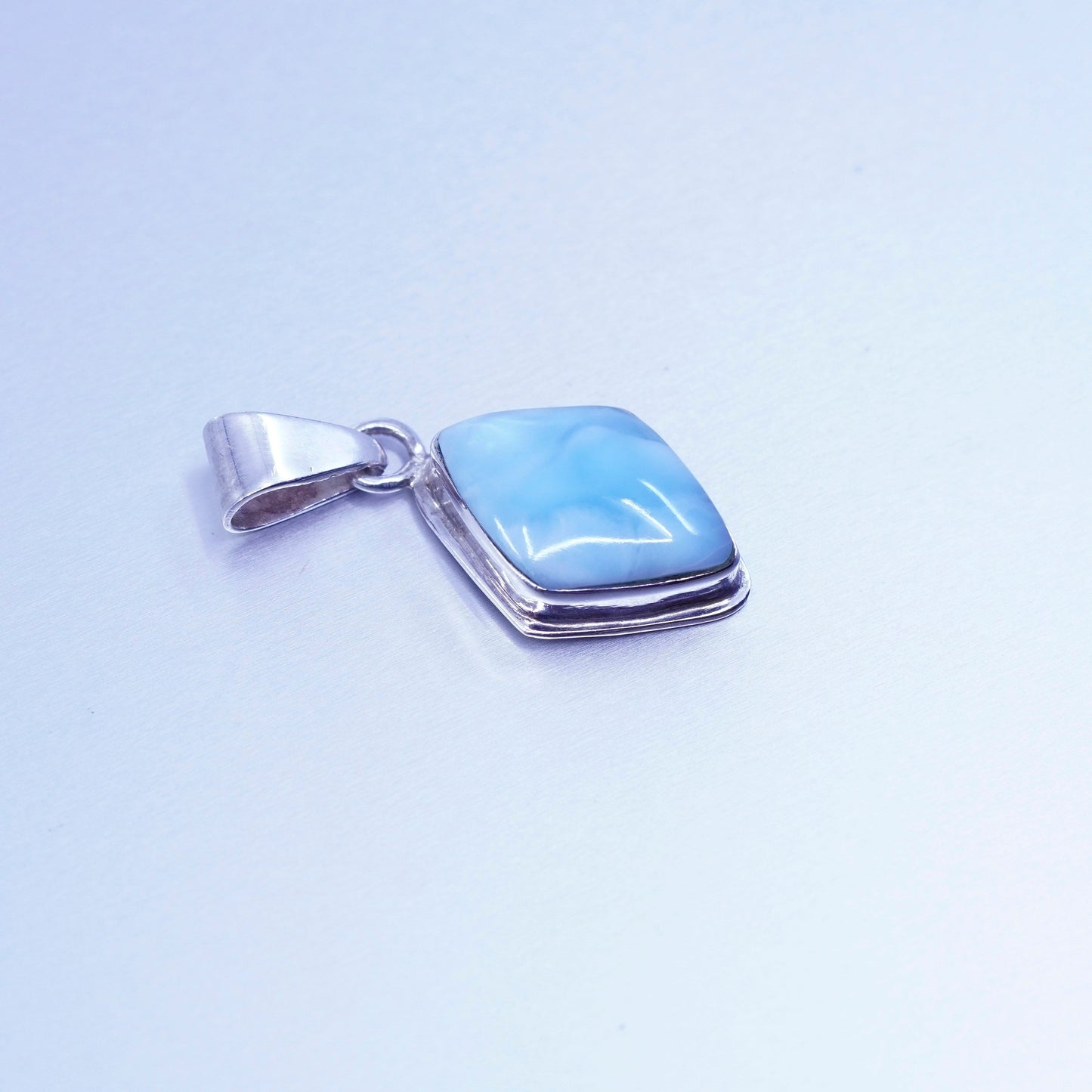 antique sterling 925 silver handmade pendant with Larimar