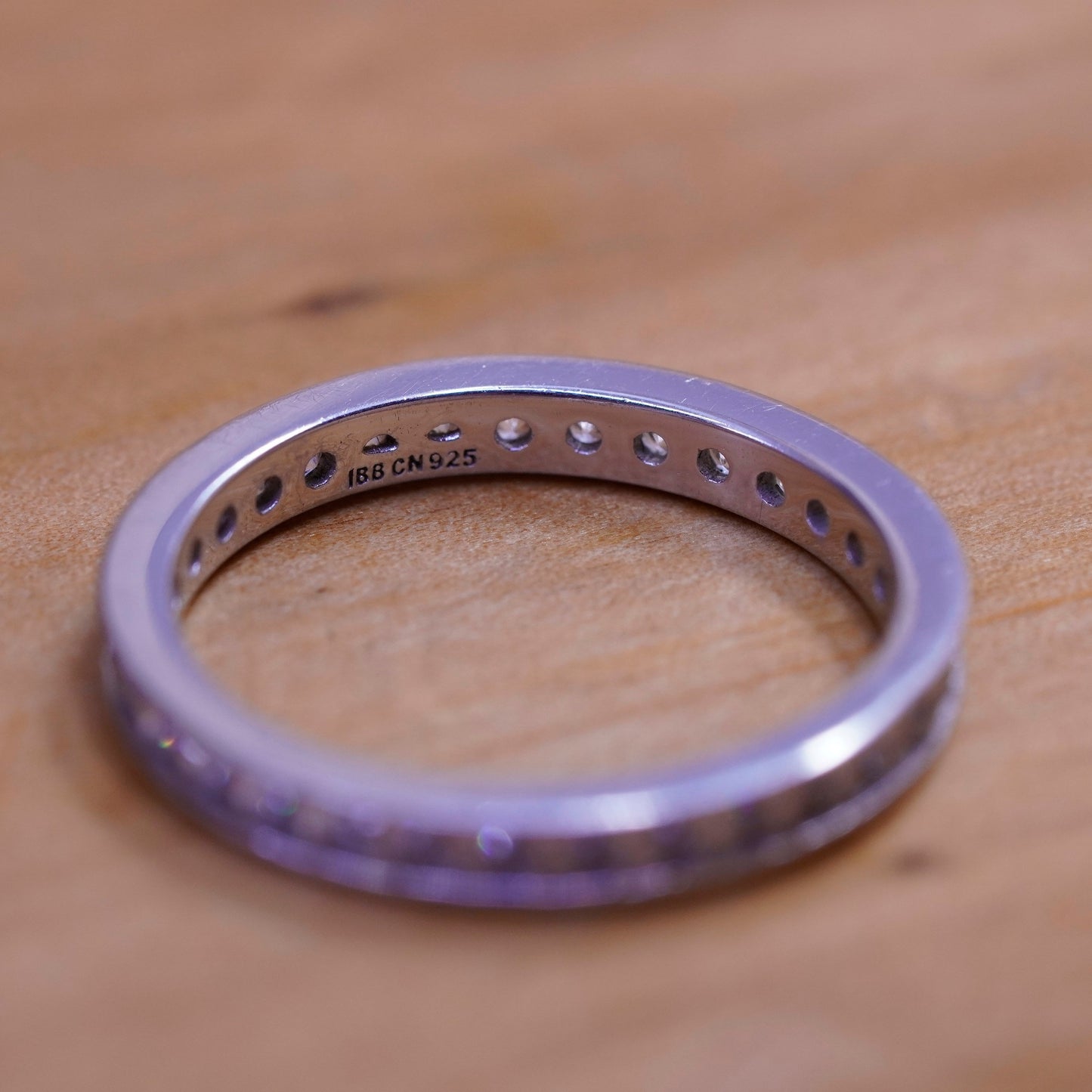 Size 9, vintage Sterling silver ring, 925 band with cz