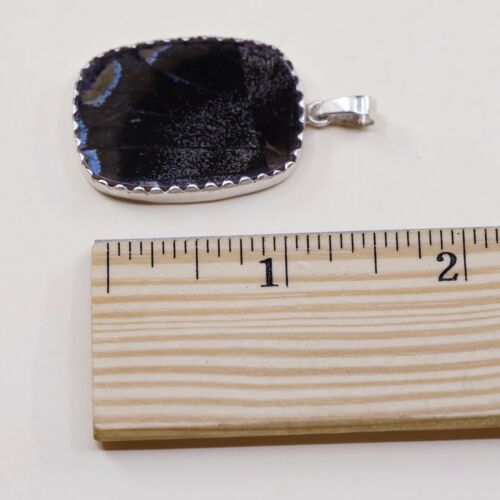 Vintage Sterling Silver Handmade Pendant, 925 With Resin Blue Butterfly Wing