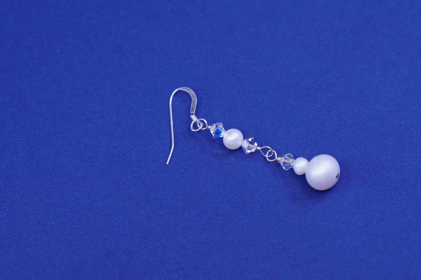 Vintage Sterling silver handmade earrings, 925 hooks with pearl drops