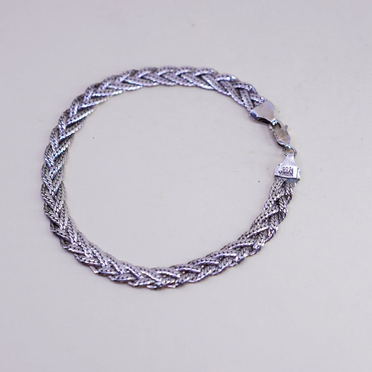8”, sterling silver snake chain woven braided S link bracelet, 925 Italy silver
