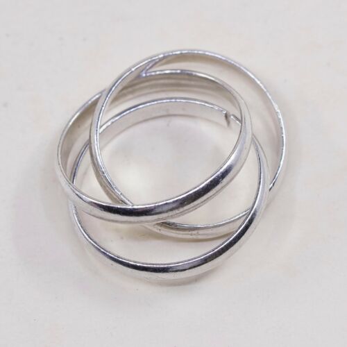 Size 8.25, Vtg Sterling Silver Handmade Ring, 925 Modern Entwinted Band