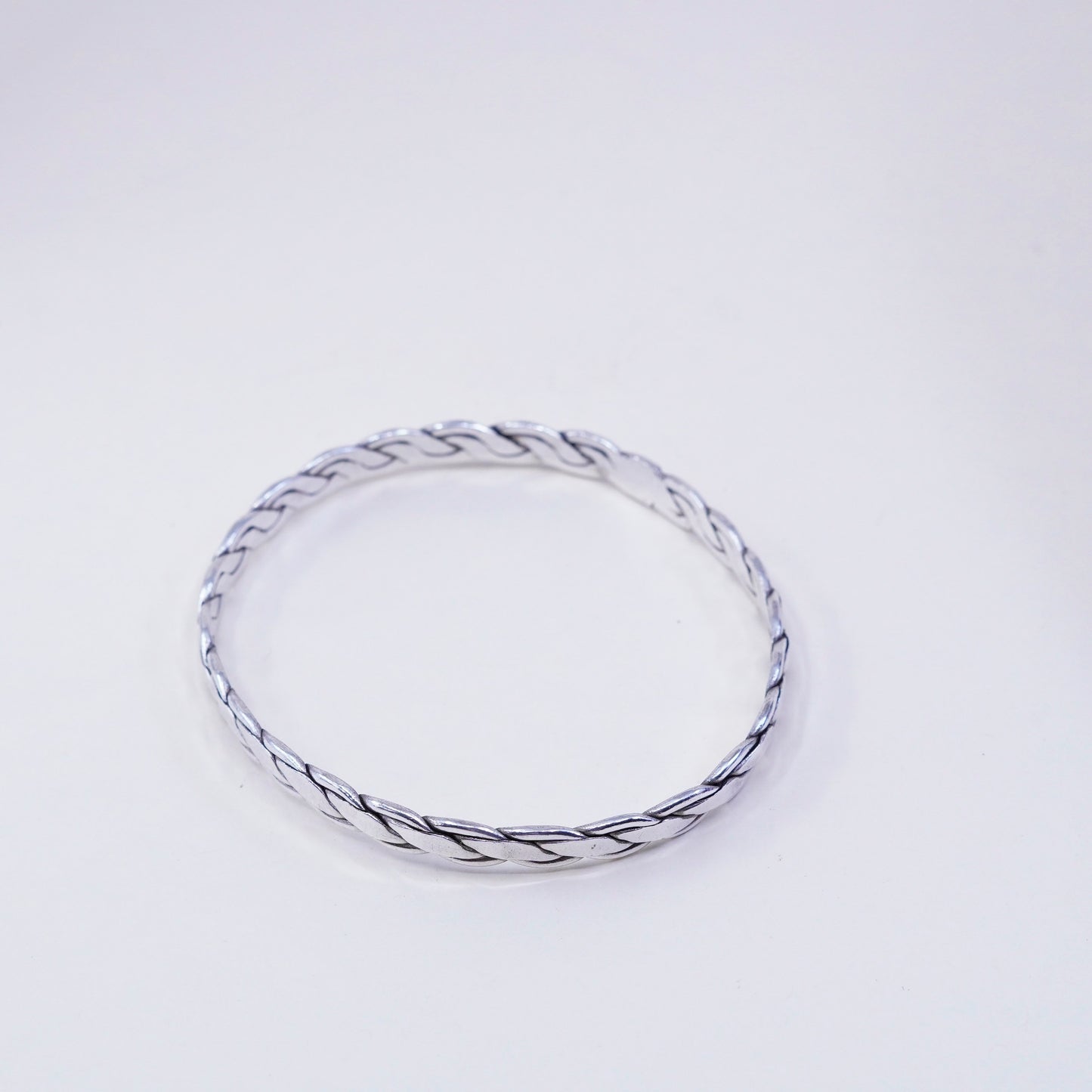 8.25”, Vintage sterling silver handmade bracelet, 925 cable bangle