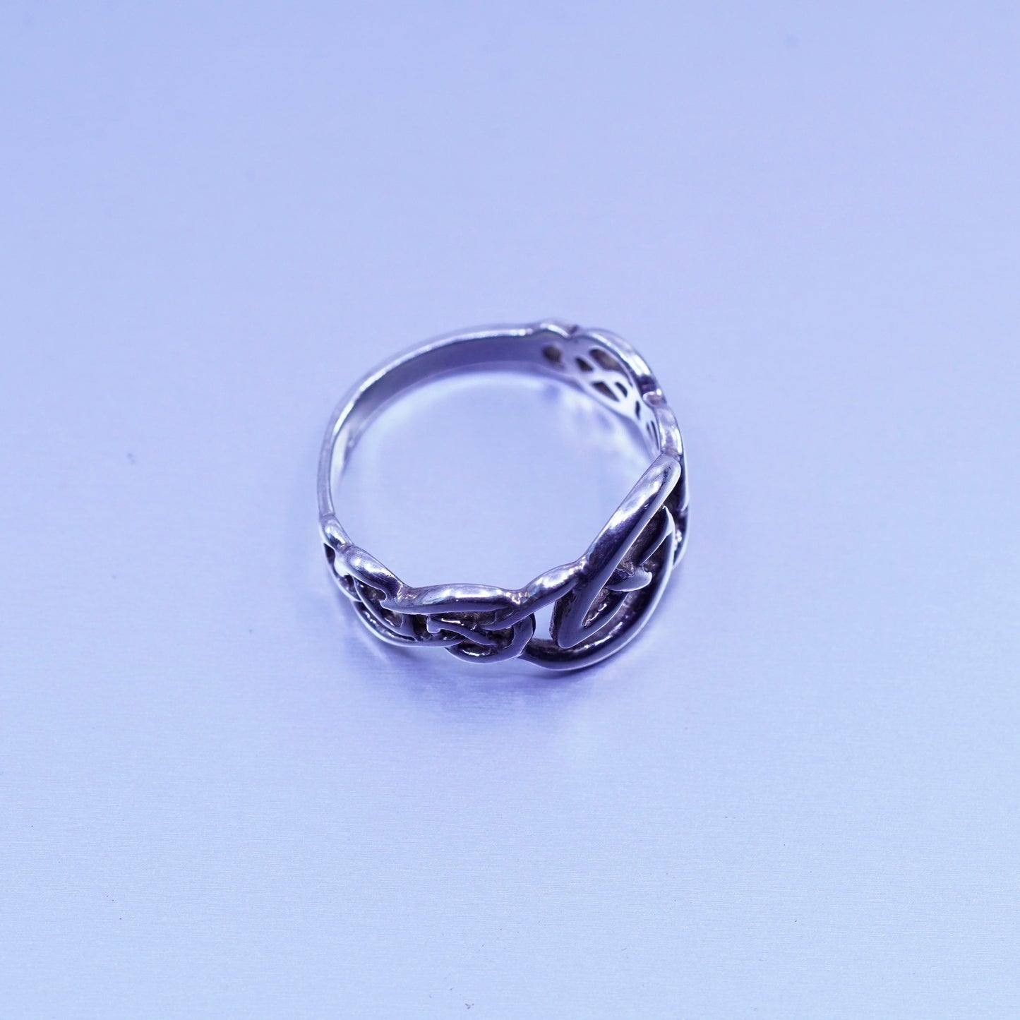 Size 7, vtg Sterling 925 silver handmade ring, Irish Celtic knot textured band