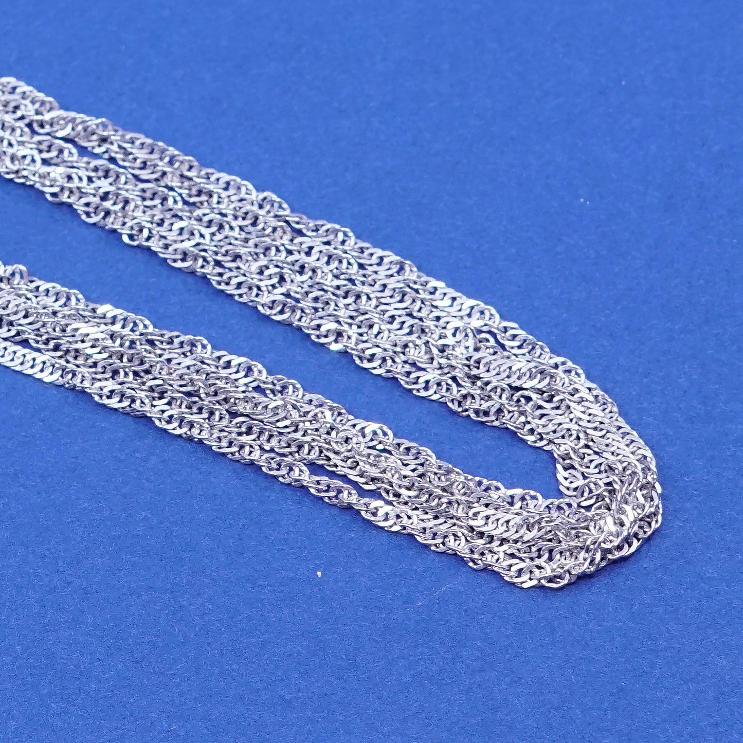 18”, sterling silver handmade necklace, multi 5 strands 925 twisted curb chain