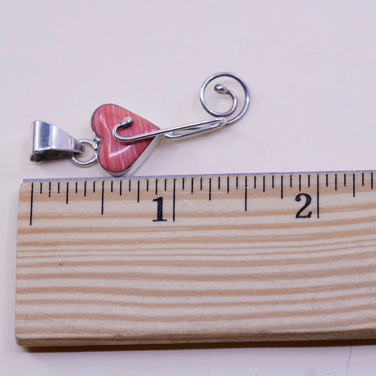 vintage handmade sterling silver pendant, Mexico 925 with heart orange agate