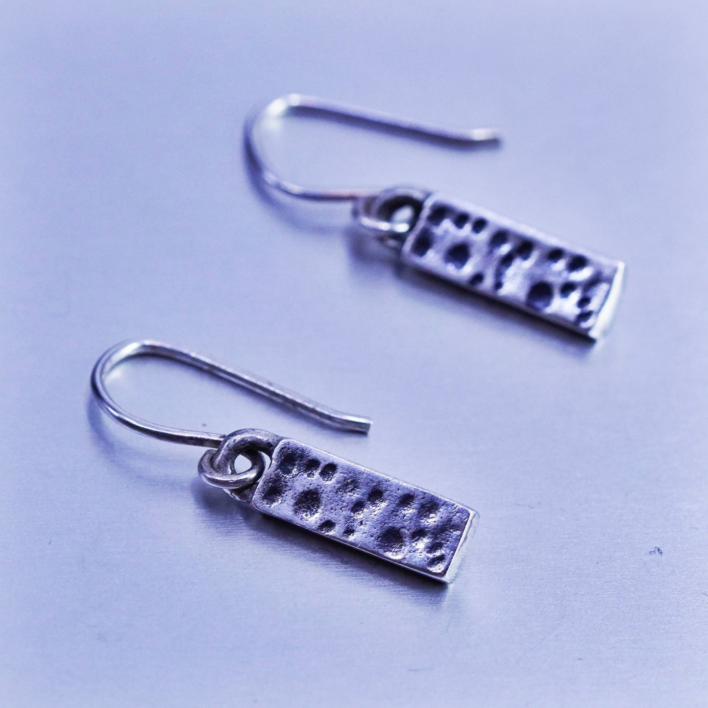 vintage Sterling silver handmade earrings, 925 hammered disc dangles