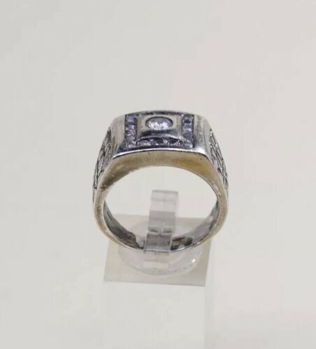 Sz 11, Sterling Silver Handmade Ring, 925 Silver cocktail statement Ring W/ Cz