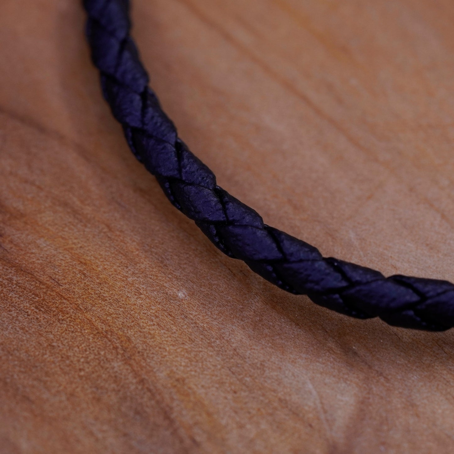 7.5”, vintage braided woven leather bracelet with sterling 925 clasp