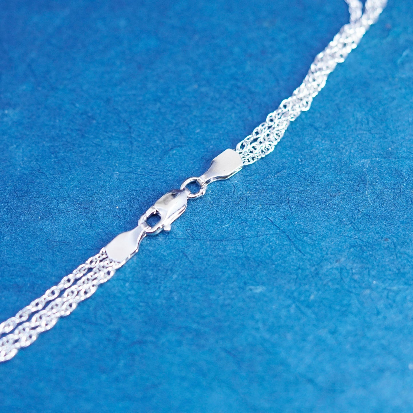 16”, Vintage Sterling silver necklace, multi strands 925 Singapore rope chain