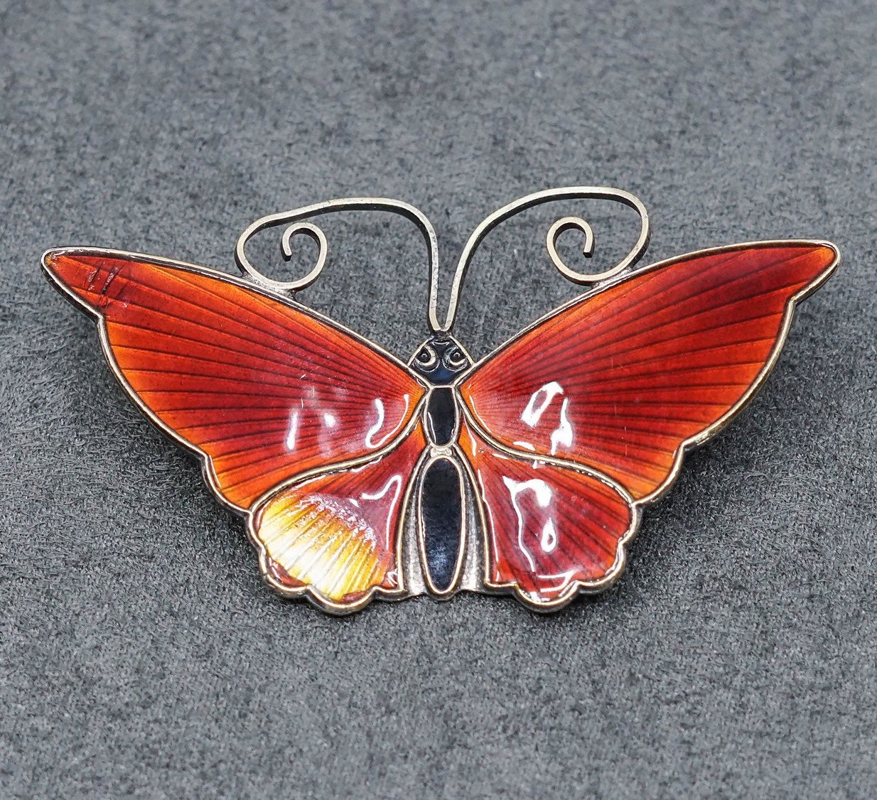 Norway david andersen handmade sterling 925 silver enamel butterfly brooch