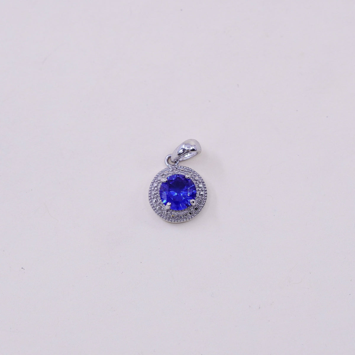 vintage sterling 925 silver handmade pendant with topaz and diamond