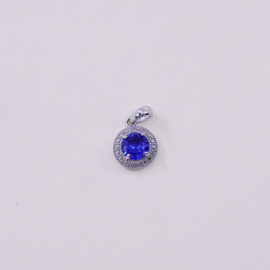 vintage sterling 925 silver handmade pendant with topaz and diamond