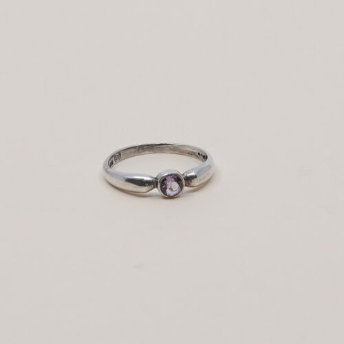 Sz 6, Sterling Silver handmade Ring, 925 Ring W/ amethyst, stamped 925 SU