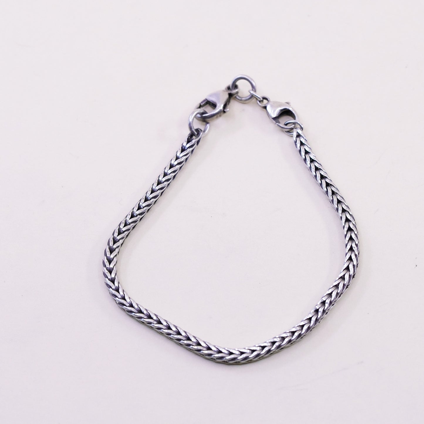 7”, trollbead LAA sterling silver handmade bracelet, bold 925 wheat chain