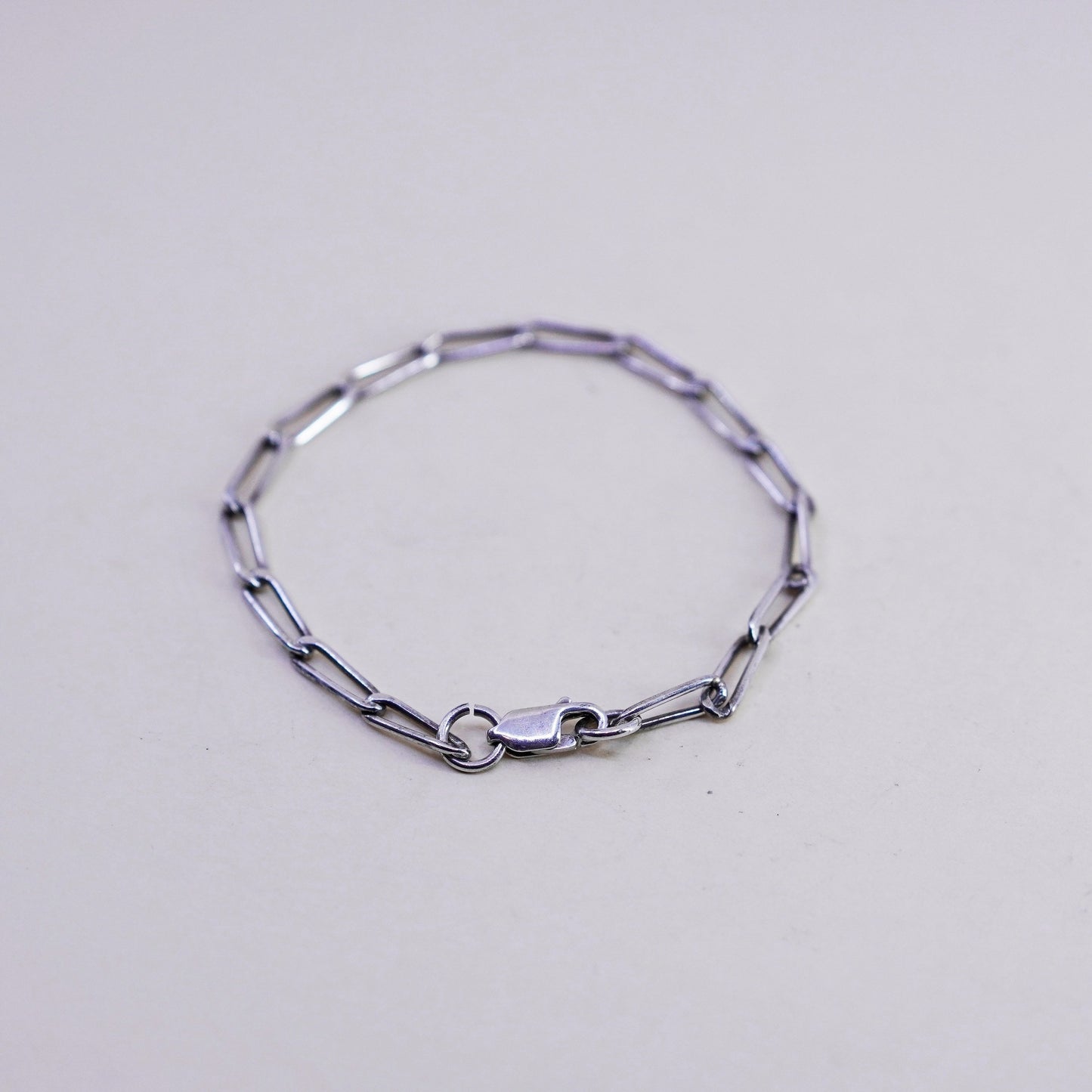 7”, sterling silver handmade bracelet, 925 oval elongated link chain anklet