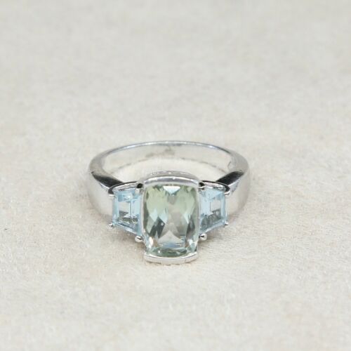 Sz 7.25, Sterling Silver Ring, 925 Silver Engagement Ring W/ blue Sapphire