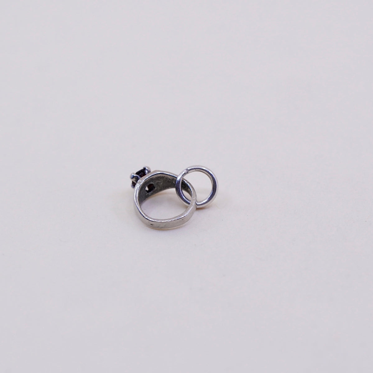 Vintage sterling silver Pendant, 925 engagement ring charm with ruby