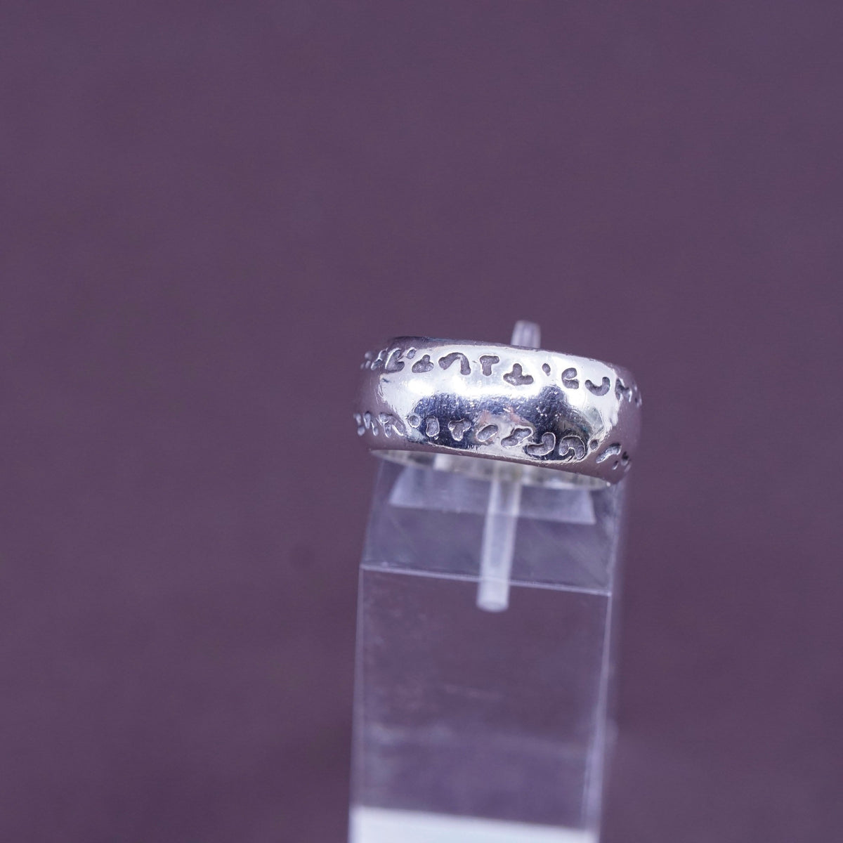 Size 6.5, vintage Sterling 925 silver handmade textured wide band ring