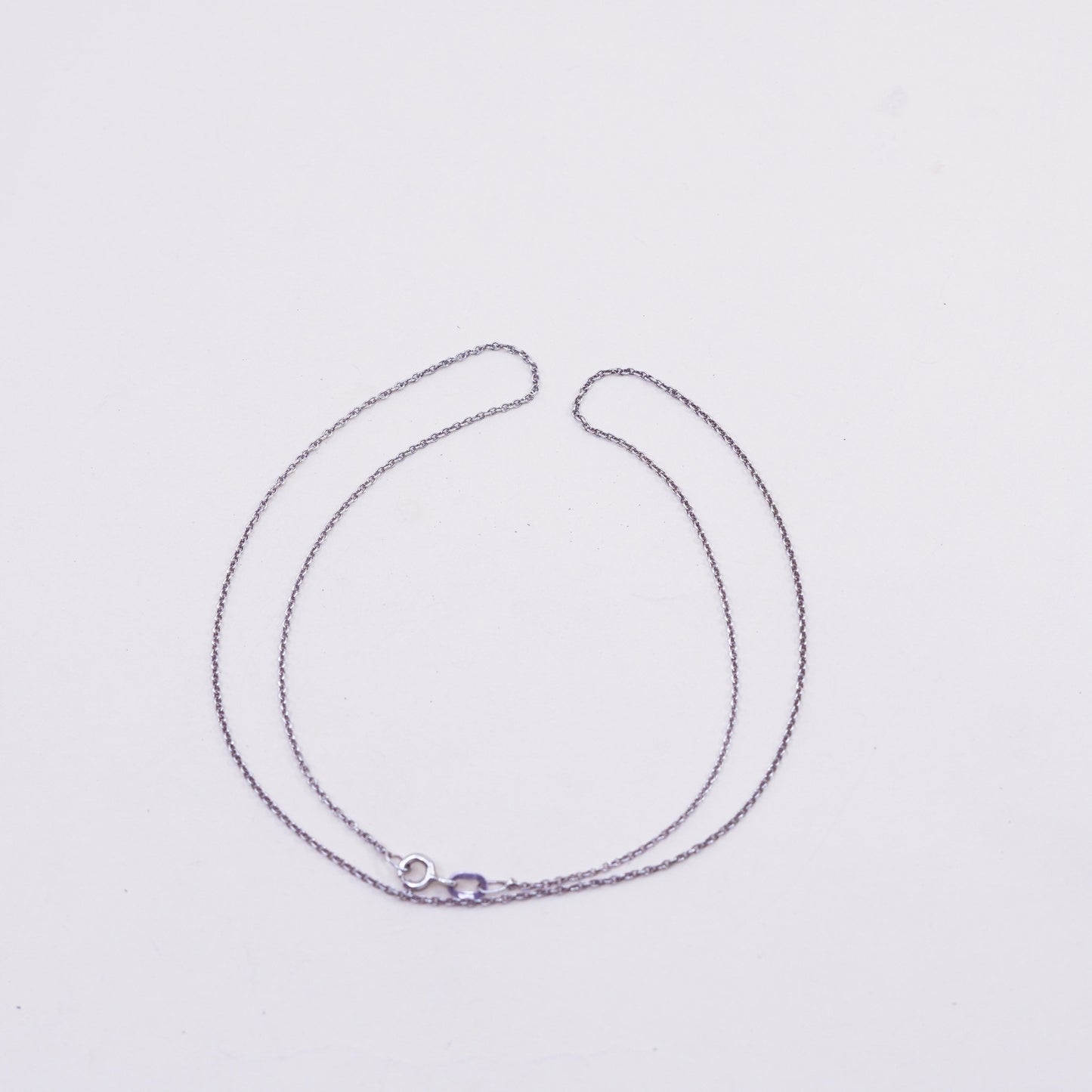 18”, 1mm, Vintage sterling silver flatten circle chain, Italy 925 necklace