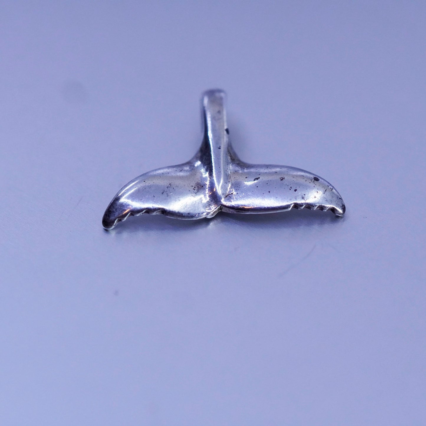 Vintage sterling 925 silver handmade whale tail pendant