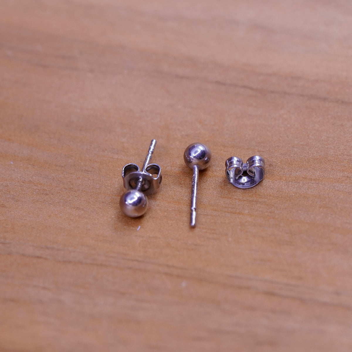 2mm, Vintage Sterling silver tiny beads studs, 925 earrings