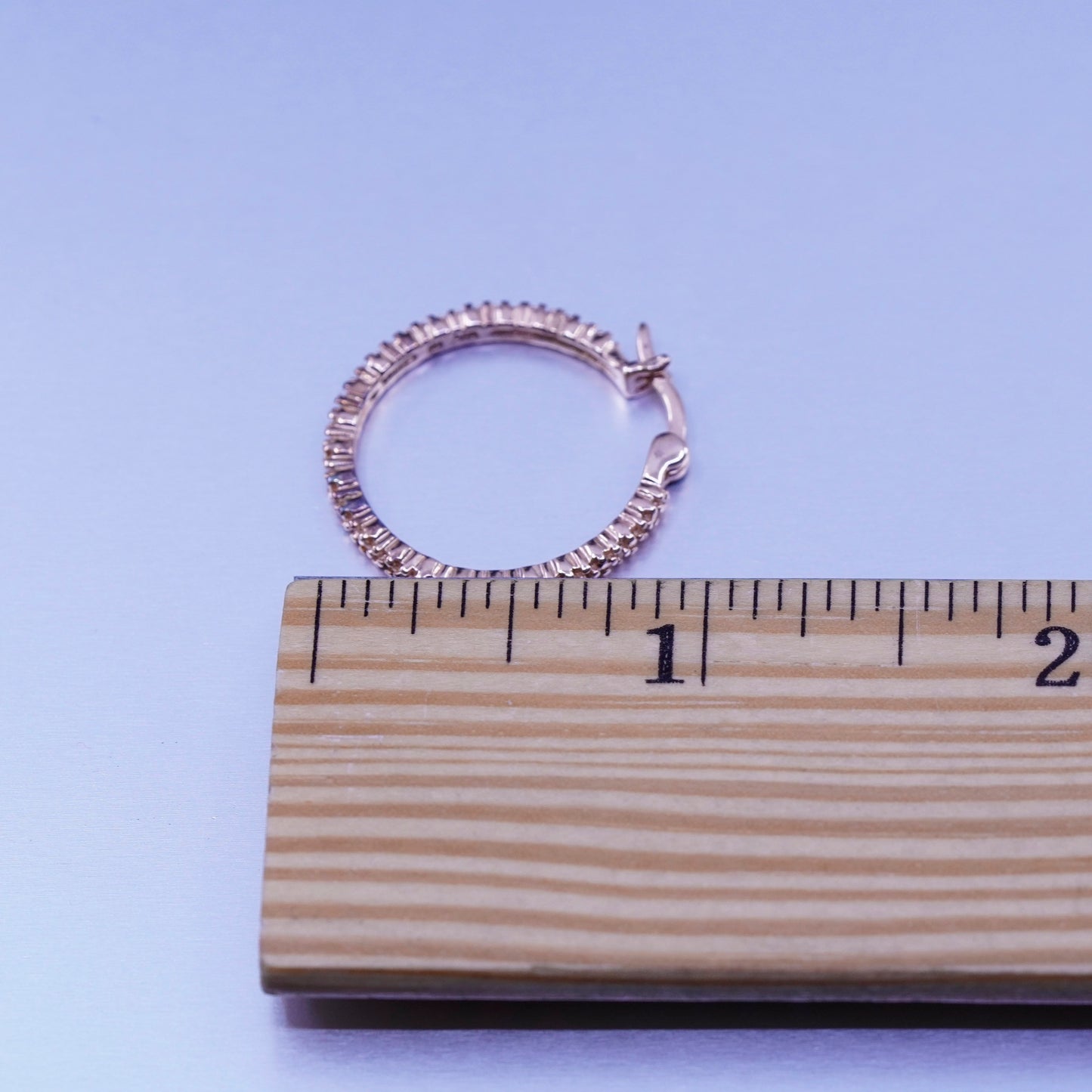 1”, vintage vermeil rose gold over Sterling silver handmade earrings, 925 hoops